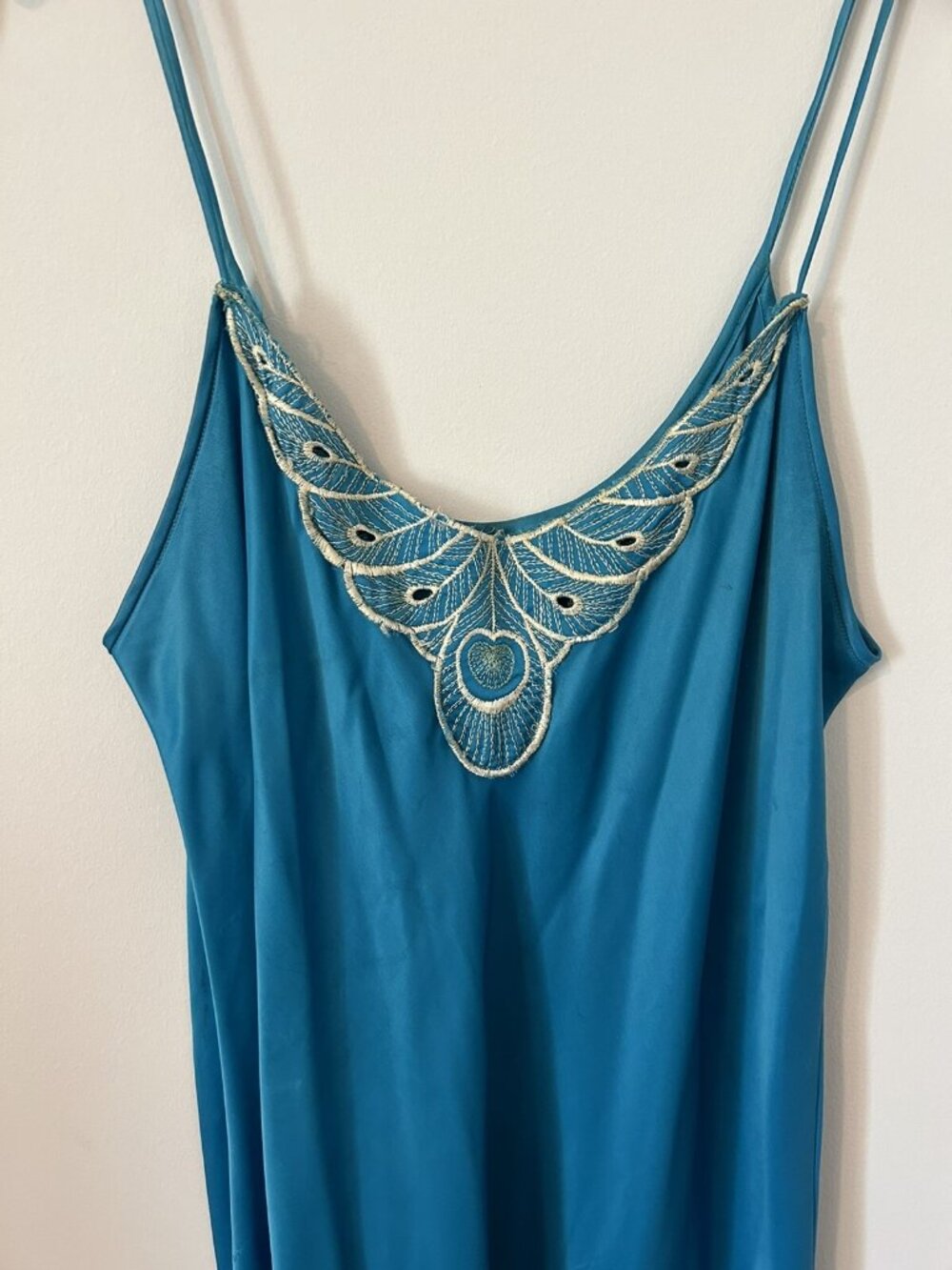 MISS DIOR Nightgown Set Blue Green Jacket Sz. M Pajamas Medium Set Dress Vintage - Picture 16 of 16